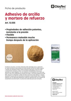 ClayTec Lehmklebe- und Armiermörtel/Adhesivo de arcilla y mortero de refuerzo (ficha de producto)