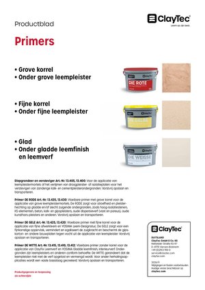ClayTec Grundierungen/Primers (productblad)