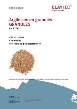ClayTec Lehm-Trockenschüttung Granulat/Argile sec en granulés (fiche produit)