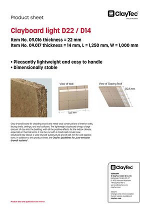 ClayTec Lehmbauplatte leicht D22/D14 / Clayboard light D22/D14