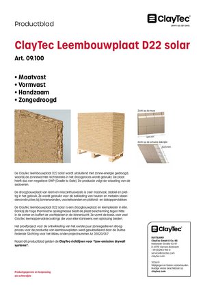 ClayTec Lehmbauplatte D22 solar/Leembouwplaat D22 solar (productblad)