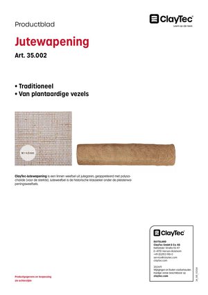ClayTec Jutegewebe/Jutewapening (productblad)