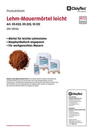 ClayTec Lehm-Mauermörtel leicht