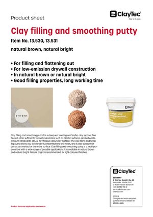 ClayTec Lehmfüll- und Flächenspachtel/Clay filling and smoothing putty (product sheet)