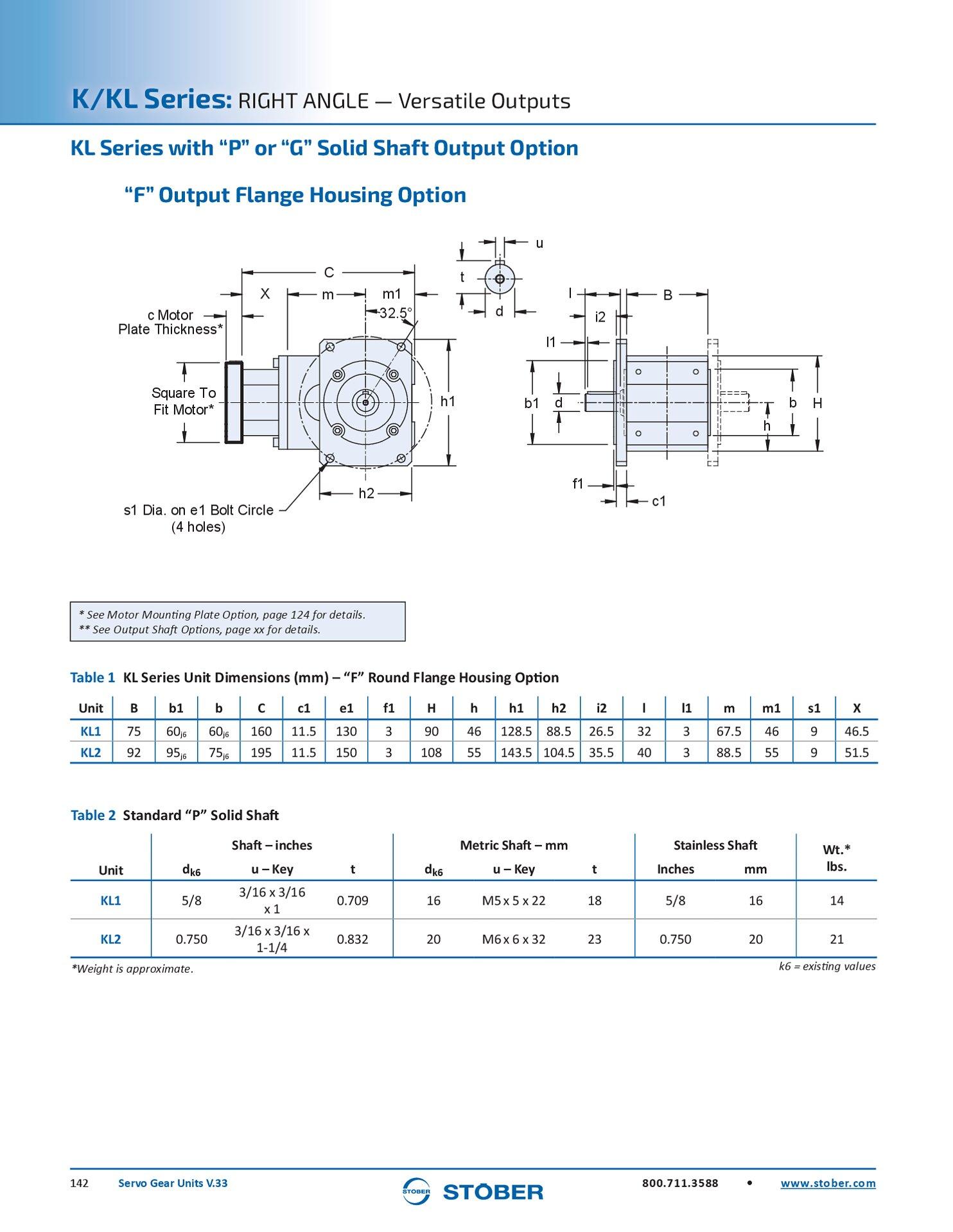 Servo Gear Units K Dimensions