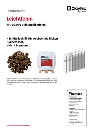 ClayTec Leichtlehm Produktblatt