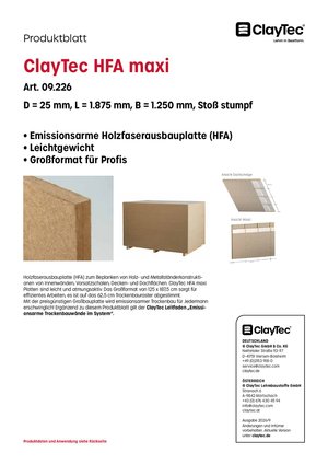 ClayTec HFA maxi Produktblatt