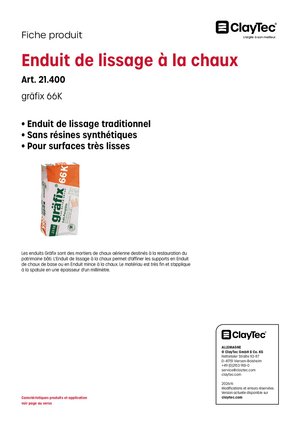 gräfix Kalk-Putzglätte/Enduit de lissage à la chaux