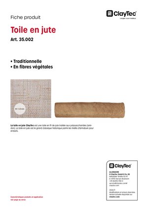 ClayTec Jutegewebe/Toile en jute (fiche produit)