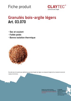 ClayTec Lehm-Holz-Trockenschüttung leicht/Granulés bois-argile légers (fiche produit)