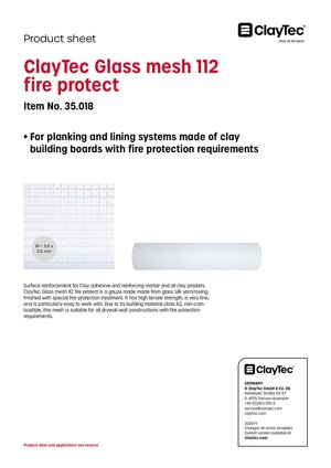 ClayTec Glasgewebe 112 fire protect/ClayTec Glass mesh 112 fire protect (product sheet)