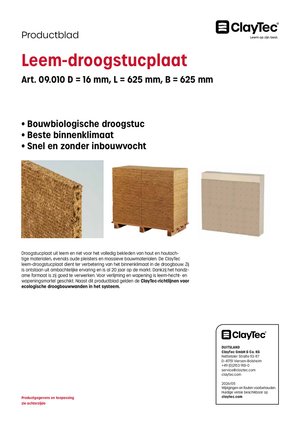 ClayTec Lehm-Trockenputzplatte/Droogstucplaat (productblad)