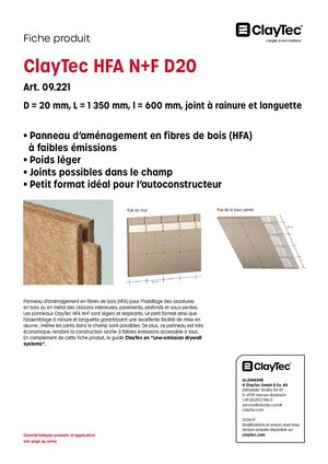 ClayTec HFA N+F D20/HFA N+F D20 (fiche produit)