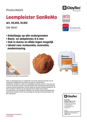 ClayTec Lehmputz SanReMo/Leempleister SanReMo (productblad)