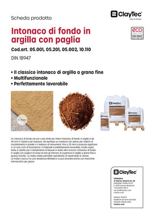 ClayTec Lehm-Unterputz mit Stroh/Intonaco di fondo inargilla con paglia (Scheda prodotto)