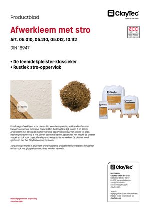 ClayTec Lehm-Oberputz grob mit Stroh/Afwerkleem met stro (productblad)