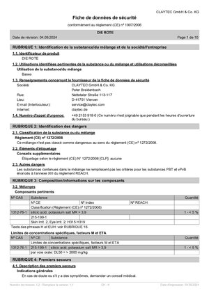 DIE ROTE Sicherheitsdatenblatt