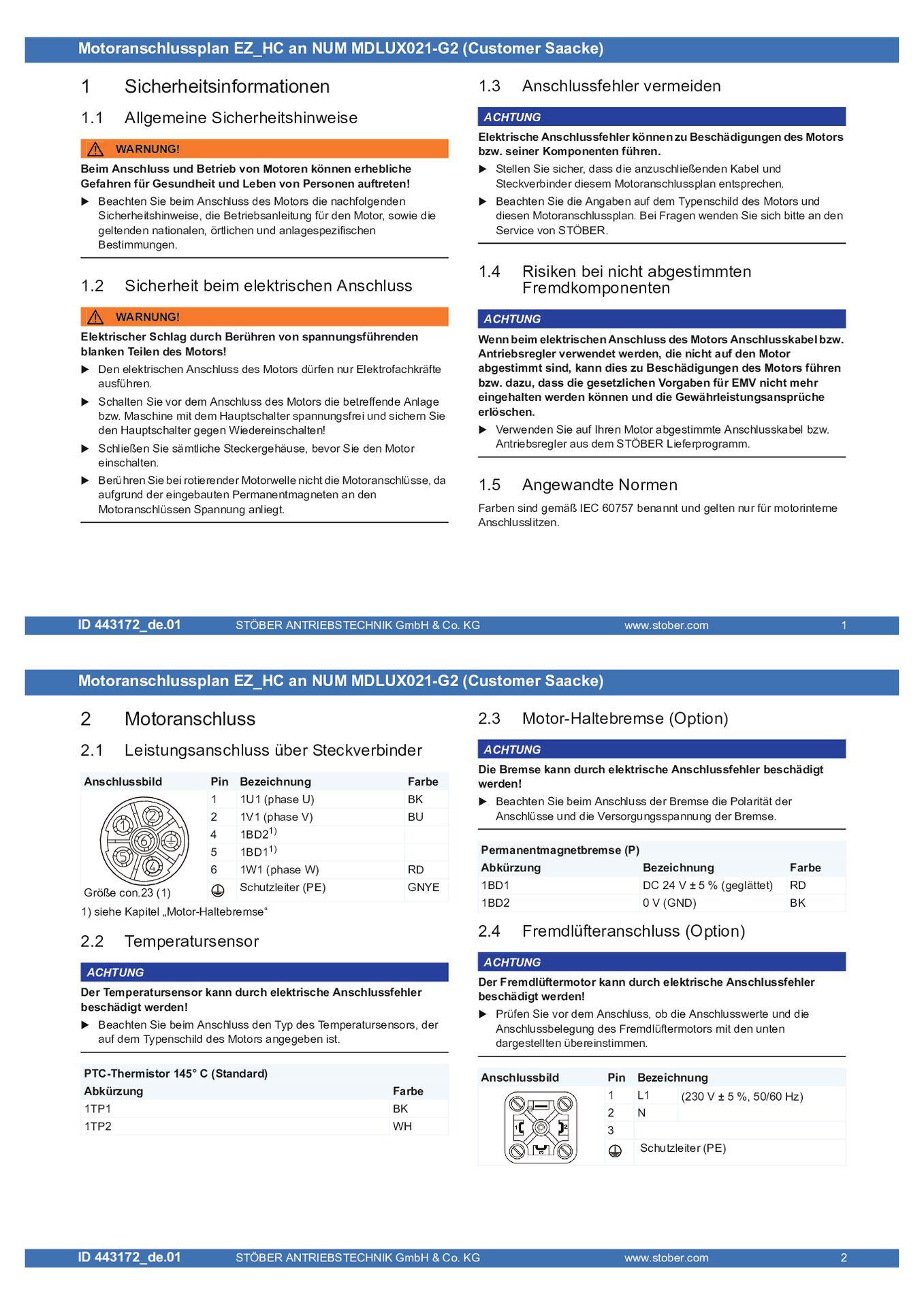 Anschlussplan EZ_HC an NUM MDLUX021-G2