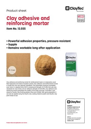 ClayTec Lehmklebe- und Armiermörtel/Clay adhesive and reinforcing mortar (product sheet)