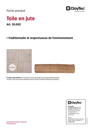 ClayTec Jutegewebe/Toile en jute (fiche produit)