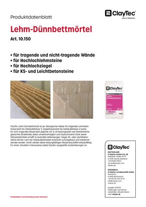 ClayTec Lehm-Dünnbettmörtel