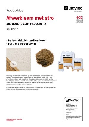 ClayTec Lehm-Oberputz grob mit Stroh/Afwerkleem met stro (productblad)