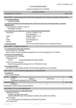 ClayTec Lehmputz SanReMo Sicherheitsdatenblatt - DE