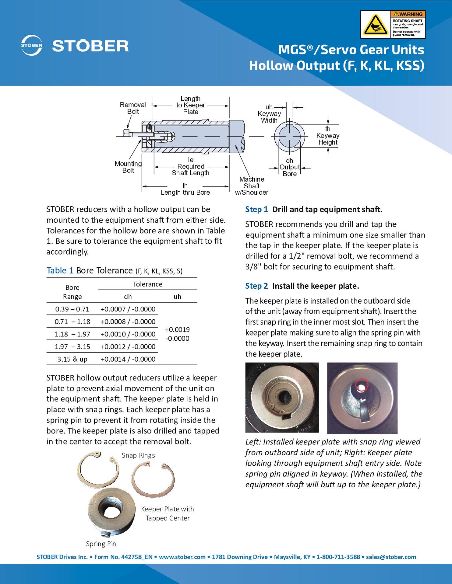 Manual Hollow Bore Keeper Plate