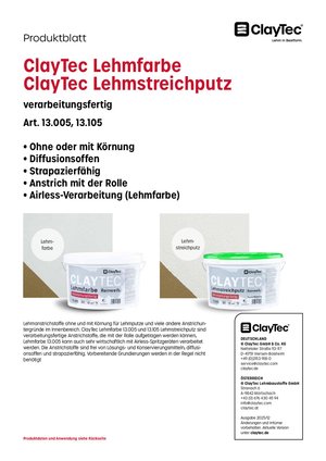 ClayTec Lehmfarbe und Lehmstreichputz