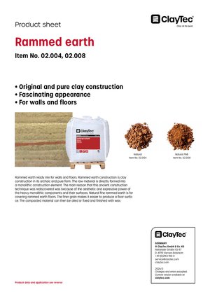 ClayTec Stampflehm /Rammed earth (product sheet)