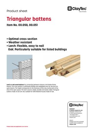 ClayTec Lärche- und Eiche Dreieckleisten/Triangular battens (product sheet)