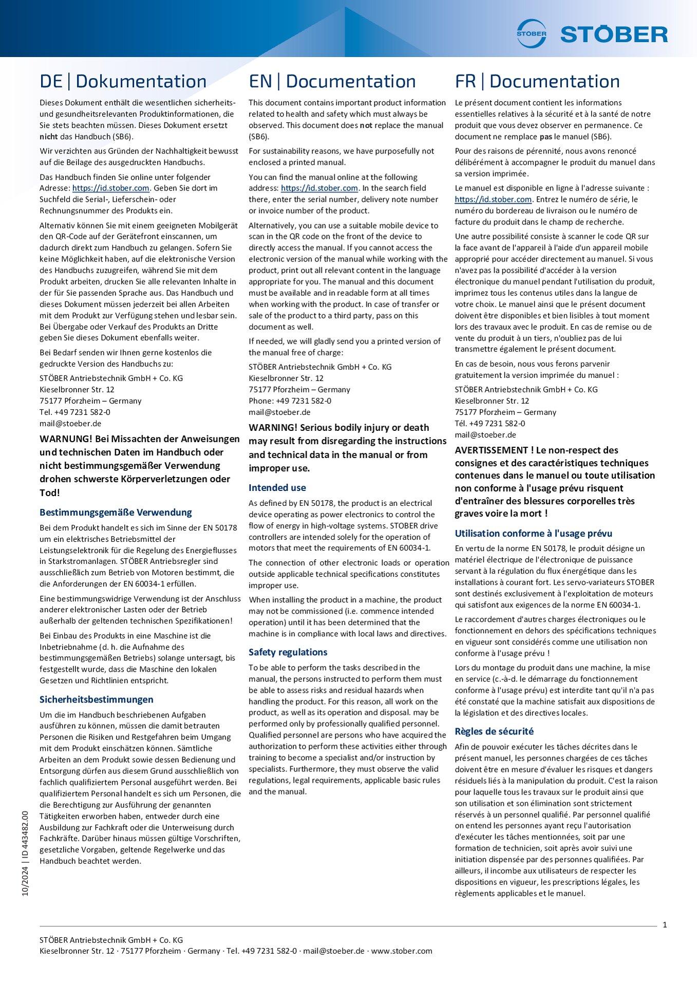 Supplement documentation SB6