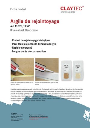 ClayTec Lehm-Fugenfüller/Argile de rejointoyage (fiche produit)