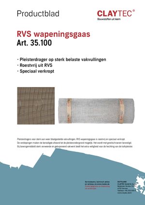 ClayTec Edelstahlputzträgergewebe/RVS wapeningsgaas (productblad)