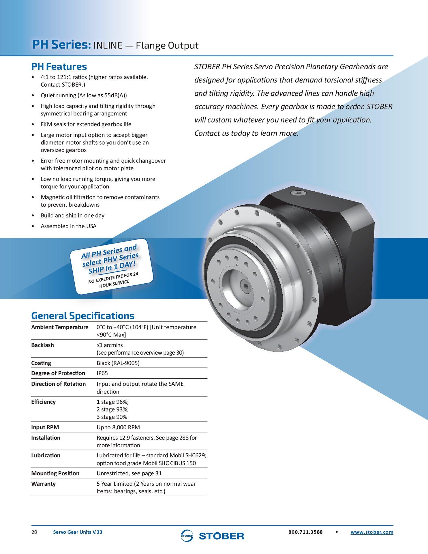 Servo Gear Units PH Ratings