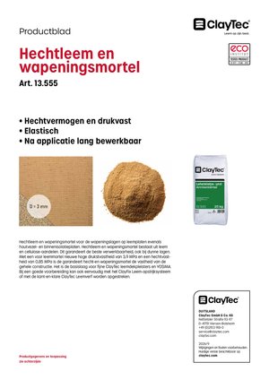 ClayTec Lehmklebe- und Armiermörtel/Hechtleem en wapeningsmortell (productblad)