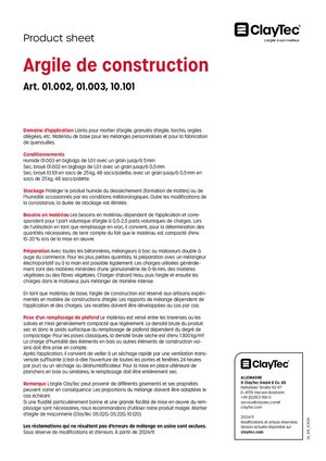 ClayTec Baulehm/Argile de construction (fiche produit)