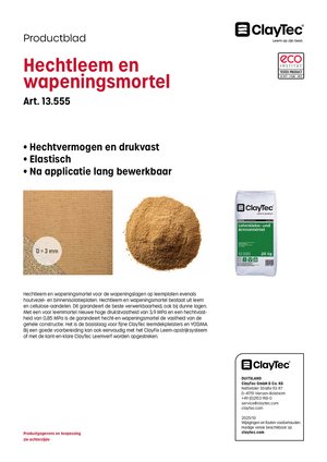 ClayTec Lehmklebe- und Armiermörtel/Hechtleem en wapeningsmortell (productblad)