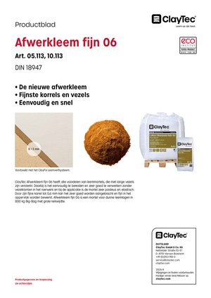 ClayTec Lehm-Oberputz fein 06/Afwerkleem fijn 06 (productblad)
