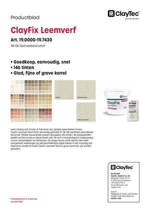 ClayFix Lehm-Anstrich/Leemverf (productblad)