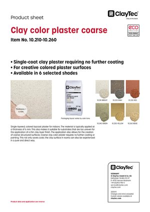 ClayTec Lehm-Farbputz grob mit Stroh/Clay color plaster coarse (product sheet)
