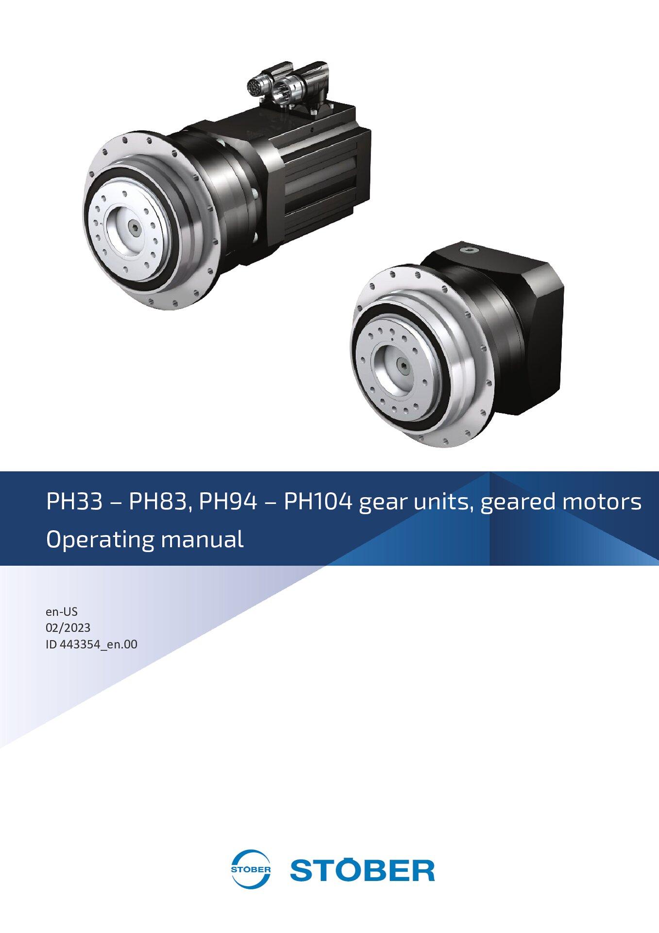 Operating manual PH33-PH83 PH94-PH104 gear units geared motors
