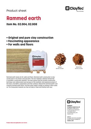 ClayTec Stampflehm /Rammed earth (product sheet)