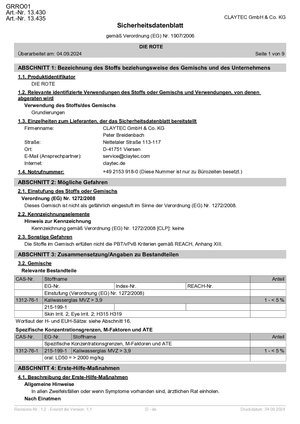 ClayTec Grundierung DIE ROTE Sicherheitsdatenblatt - DE