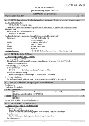 ClayTec YOSIMA Lehm-Designputz Sicherheitsdatenblatt - DE
