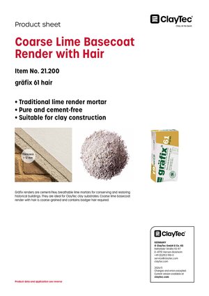 gräfix Kalk-Grundputz Haar grob/Coarse lime basecoat render with hair (product sheet)