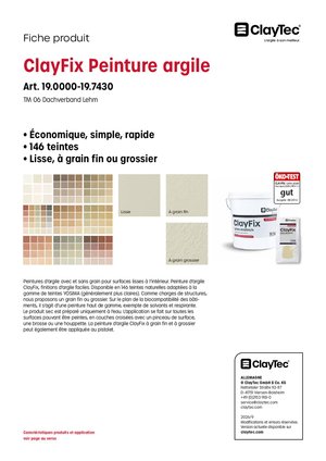 ClayFix Lehm-Anstrich/Peinture argile (fiche produit)