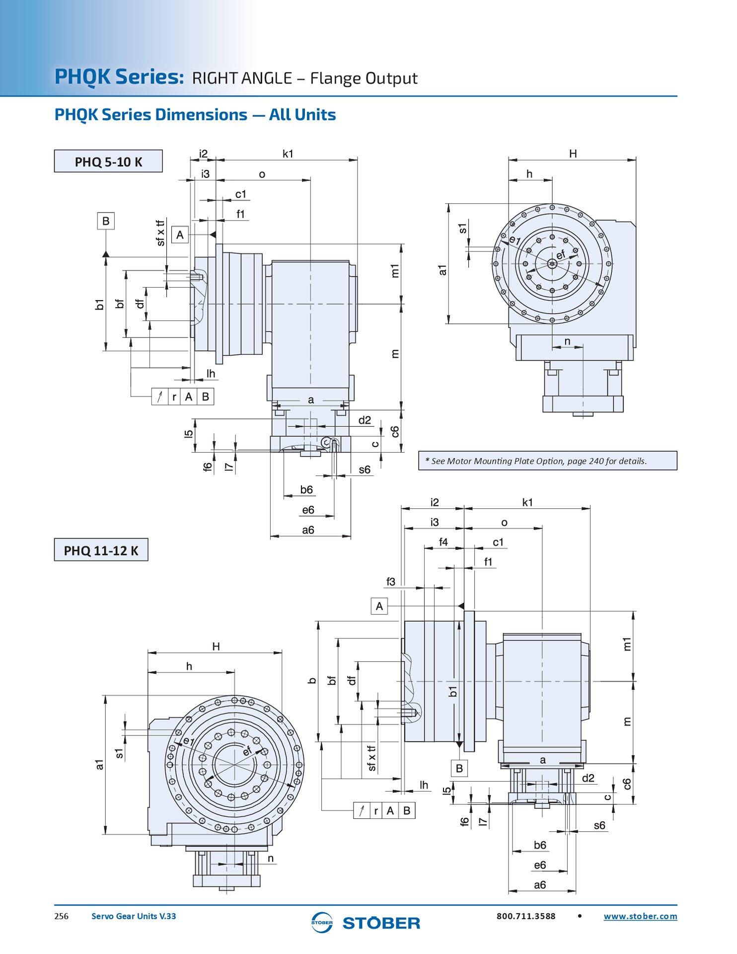 Servo Gear Units PHQK Dimensions