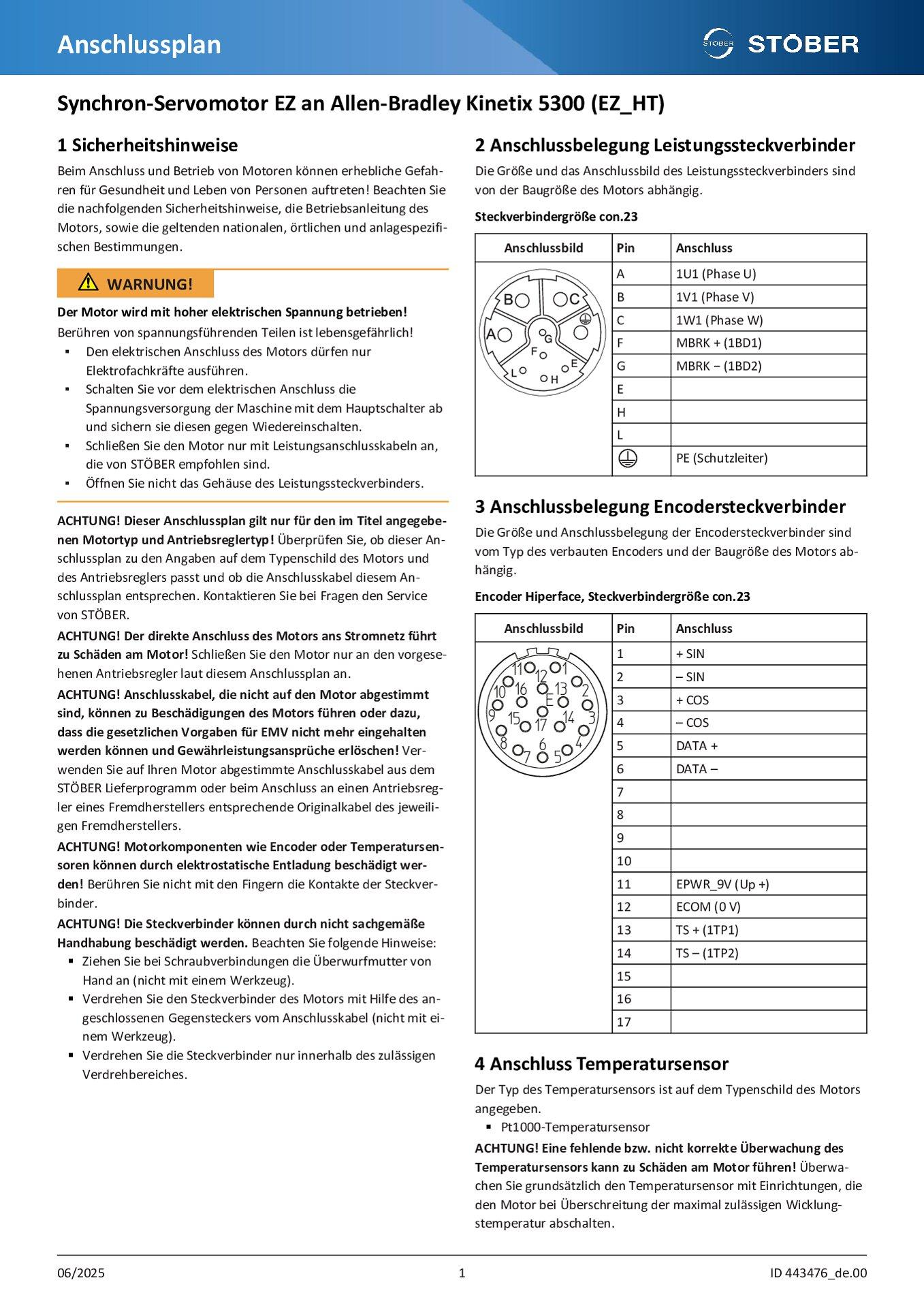 Anschlussplan EZ an Allen-Bradley Kinetix 5300 (EZ_HT)