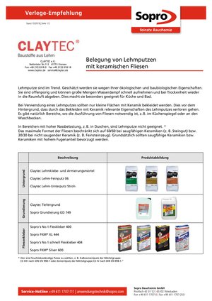 Fester Halt an und auf ClayTec Lehmputzen mit TOX und SOPRO